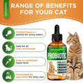 Probiotics for Cats for Digestive Support – Cat Probiotics for Indoor Cats Help with Colic, Upset Stomachs, Diarrhea, Gas, and Bloating – Prebiotics + Pleasant Chicken Flavor Inside – 2 Oz