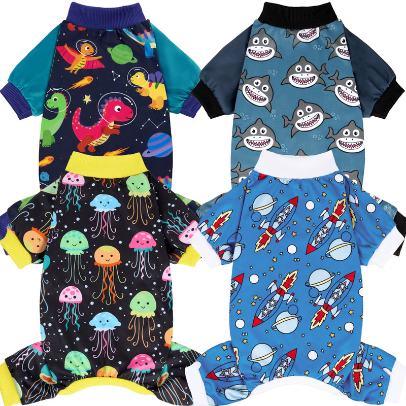 XPUDAC Dog Pajamas Clothes for Small Dogs Boy Girl, Doggie Pjs Puppy Onesies Outfits Pet Clothes for Dog Cat Christmas Pajamas, 4 Styles(Universe, Small)
