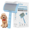 LBMBAIC Slicker Brush for Poodles and Goldendoodles - Curved Brush for Thick, Fluffy, Shedding Fur on Dogs and Cats - Soft, Gentle Pins for Grooming (Blue)