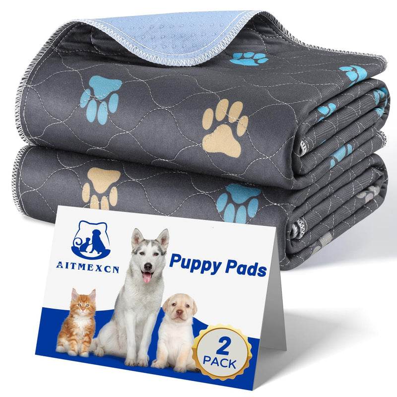 Aitmexcn Washable Puppy Dog Pee Pad, 2PCS 100% Waterproof Whelping Training Mat for Puppy/Senior Dog, Fast Drying Reusable Puppy Pads for Indoor, Outdoor and Car Travel- 24'' x 36''