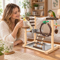 Wooden Bird Playground, Parrot Perch Stand, Cage Accessories