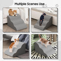 Pet Stairs for Small Dogs and Cats, Comfortable Curved Design with Waterproof Cover, High-Density Foam Steps for Beds or Sofas, Durable and Lightweight, 3-Layer, 21.7x15.7x13.8 Inches Grey