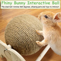 Fhiny Rabbit Scratch Toy, Natural Sisal Rabbit Scratching Ball Cute Sisal Rope Bunny Claw Scratcher Rotating Ball Intera