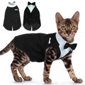 PUMYPOREITY Cat Tuxedo Suit Formal Wear with Bow Tie, Soft Skin-Friendly Cat Costumes for Cats Only, Elegant Outfit for Male Female Cats, Perfect for Wedding Birthday Photo Shoots, 2XL, Black