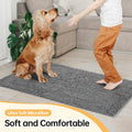 Absorbent Dog Door Mat for Muddy Paws, 72" x 24" Chenille Indoor Mats for Entryway, Trap Dirt Front Door Mat Indoor Entr