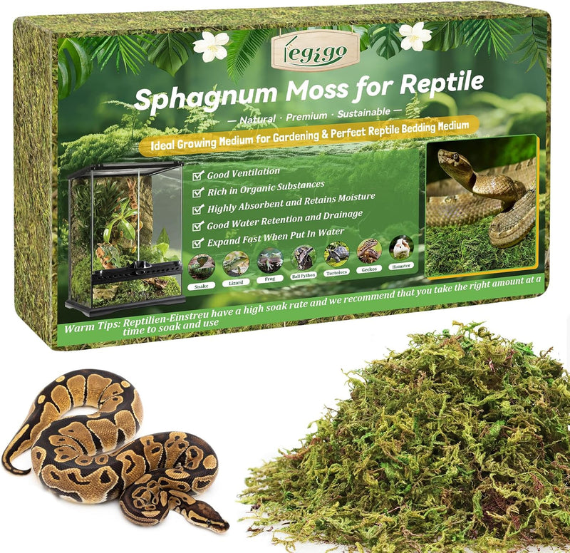 Legigo 14OZ Natural Sphagnum Moss for Reptile Terrarium Substrate Bedding