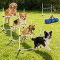 TinyPoint 4 PCS Dog Agility Course Equipment, Adjustable Jump Bars Obstacle Training Supplies PVC Puppy Exercise and Coordination Training Kit with Carry Bag for Indoor Outdoor Use(White)