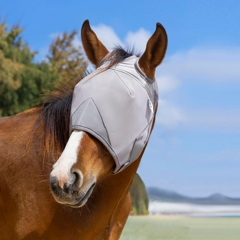 Raelitego Horse Fly Mask Without Ears, Breathable Mesh UV Protection (L)
