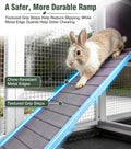 GUTINNEEN Wooden Duplex Rabbit Cage on Wheels with Chew-Proof Ramp, Grey