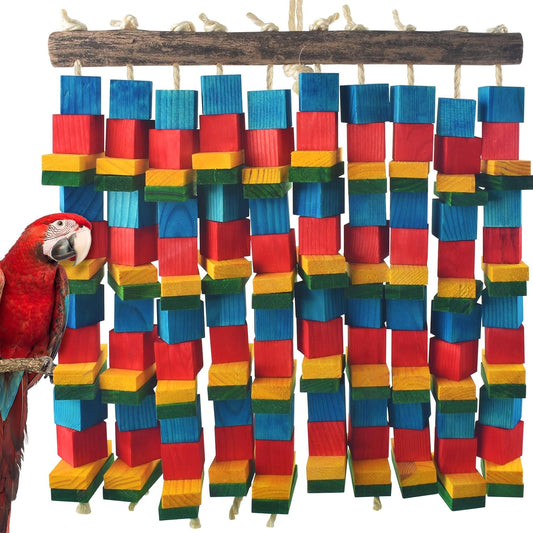 DBNESS Extra Large Bird Toys, 20inch XL Macaw African Grey Parrot Chewing Toys, Natural Wooden Block Knots Tearing Toy P