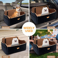 KEELUXE Car Seat for Large Size Dog, Booster Seat for Dogs Under 55 lbs or 2 Small Dogs, Soft Car Dog Bed Filling in Thick Memory Foam with 2 Safety Leashes and Storage Pocket (Brown/Black)