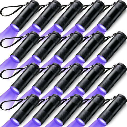 Hortsun Blacklight Flashlights Small UV Lights 395nm LED Portable Ultraviolet Light Detector Mini Flashlight Torch for House Dog Cat Pets Urine Stains Bed Bugs(20 Pcs)