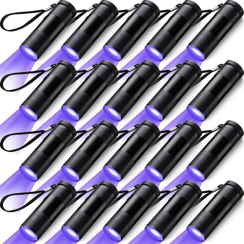 Hortsun Blacklight Flashlights Small UV Lights 395nm LED Portable Ultraviolet Light Detector Mini Flashlight Torch for House Dog Cat Pets Urine Stains Bed Bugs(20 Pcs)
