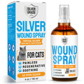 Cat Wound Care Spray with Silver – Wounds, Rashes, Hot Spots, Itch, Scratching, Irritation, Bites & Burns – Use a Cat Cone to Prevent Licking – Safe Formula – 4 Oz