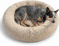 Best Friends by Sheri The Original Calming Donut Dog Bed for Medium Dogs up to 45 lbs, Shag Faux Fur, Taupe, Medium, 30" x 30"