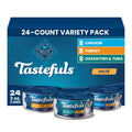 Blue Buffalo Tastefuls Wet Cat Food Paté Variety Pack (Chicken, Turkey & Chicken, Ocean Fish & Tuna) for Adult Cats, Made with Natural Ingredients, 5.5-oz. Each (24 Cans)