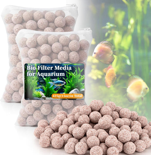 Sukh 15oz Ceramic Bio Balls - Aquarium Fish Tank Filter Media for Sump Pond