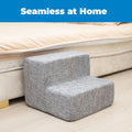 Best Pet Supplies Dog Stairs & Steps - Foam Steps for Small Dogs & Cats, Non-Slip Indoor Balanced Pet Step Support, Dog Ramp, No Assembly, Ash Gray Linen, 2-Step (12-inch Height)