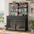 Keyluv 71''H x 47.2''W Large Dog Crate Furniture with 4-Tier Shelves and 2 Storage Drawers, Heavy Duty Dog Cage Furnitur