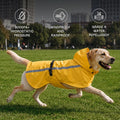 Stretch Fabric Dog Raincoat with Hood, Reflective Rain Poncho for Medium Large Dogs, Adjustable Waterproof Dog Rain Jack