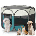 Portable Cat Playpen for Indoor Enclosed: Foldable Pet Playpen for Cat Small Dog Indoor Outdoor with Zipper Top Cover - Pop Up Puppy Kitten Tent Crates Cage Kennel with Carrying Case (Blue/White)