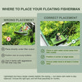 2-in-1 Floating Aquarium Decor, Fisherman Bamboo Raft for Fish Tank