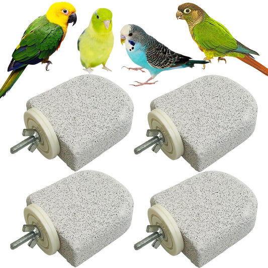 PINVNBY 4 PCS Bird Perch Stands Parrot Calcium Perch Beak Grinding Stone Foot Claws Trimmer Parakeet Platform Parrot Chewing Toys for Small Medium Cockatiel Conure Lovebird Finch