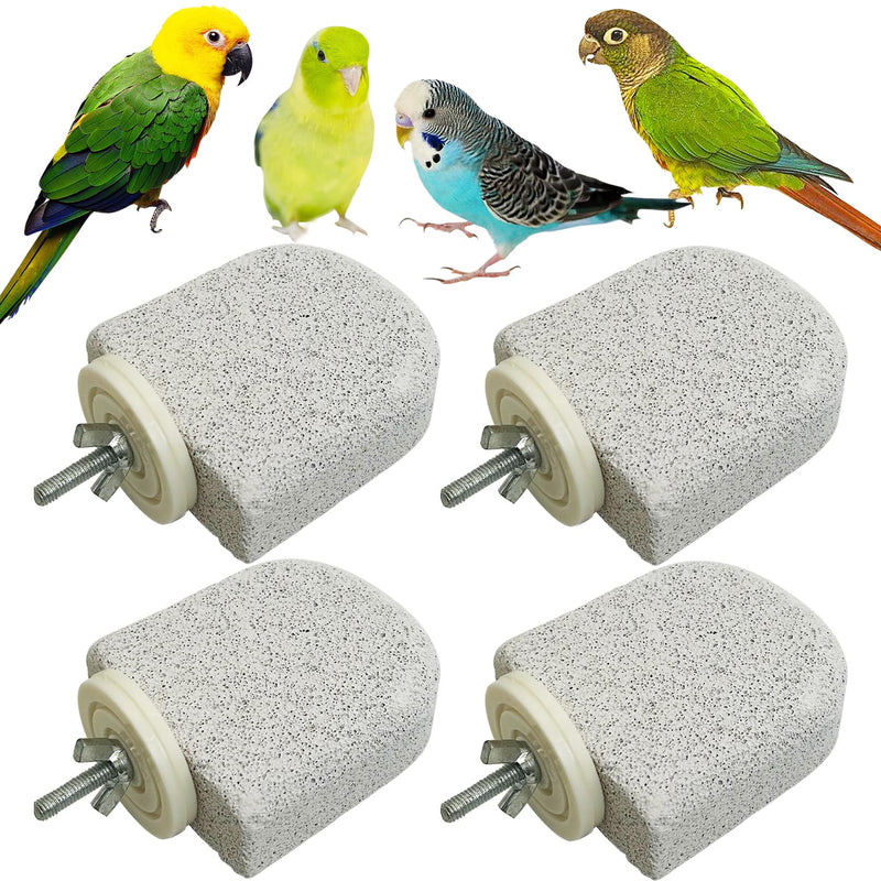 PINVNBY 4 PCS Bird Perch Stands Parrot Calcium Perch Beak Grinding Stone Foot Claws Trimmer Parakeet Platform Parrot Chewing Toys for Small Medium Cockatiel Conure Lovebird Finch