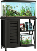 Herture 20-29 Gallon Fish Tank Stand, Aquarium Stand with Cabinet Accessories Storage, Heavy Duty Metal Frame, 31.49" L*