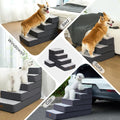 Garnpet 5-Step Adjustable Dog Stairs for High Beds, Dog Steps for Small Dogs and Cats, Foldable Pet Stairs for Bed Climbing, Non-Slip Pet Step Indoor, Grey
