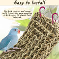 Bird Seagrass Mat 30 x 7 Inch Natural Seagrass Woven Bird Net, Parakeet Climbing Rope Ladder, Hammock Climbing Rope Ladder with Hooks, Chew Toys for Parrots Lovebird Cockatiel Budgie Hamster