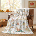 Fall Cute Sweater Cat Colorful Floral Throw Blanket 50 x 60 Inch