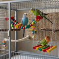 2 PCS Wooden Bird Ladder Bridge Swing Toy, Colorful Pet Toys Accessories