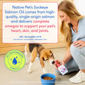 Native Pet Sockeye Salmon Oil for Dogs & Cats - Wild Alaskan Fish Oil for Dogs - Supports Strong Joints, Skin & Coat, Heart Health & Cognition - Single-Origin Pure Omega-3 EPA & DHA - 8oz