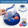 Inflatable Dog Cat Cone Collar with Transparent Shield for After Surgery-M+