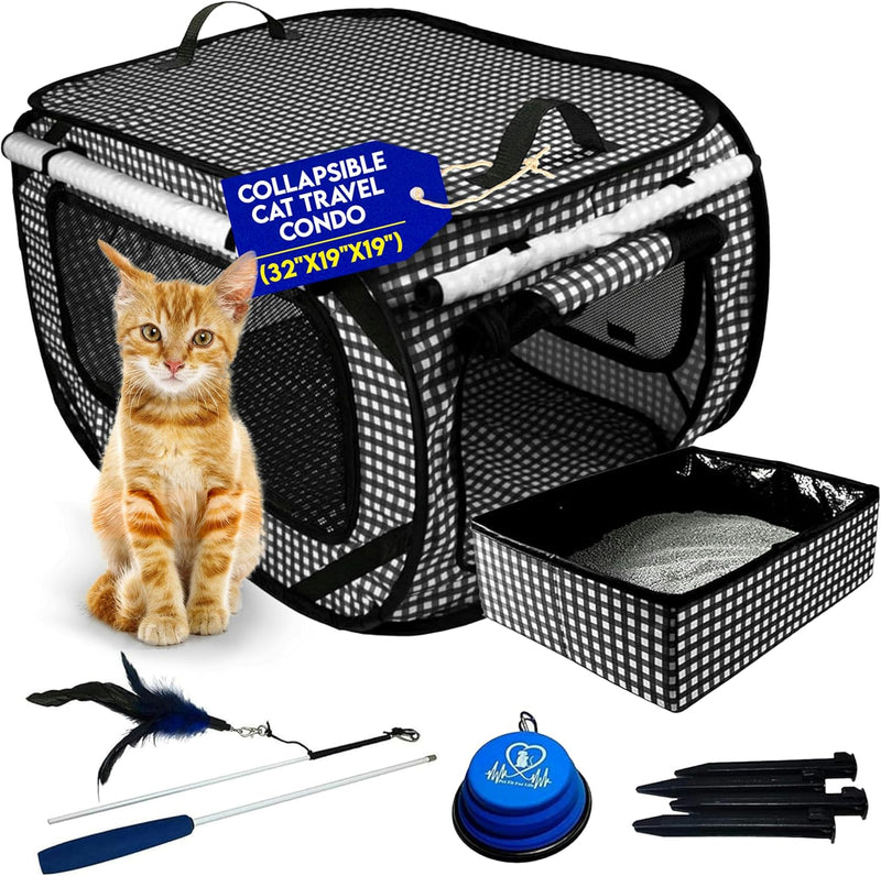 Pet Fit For Life Extra Large Cat Carrier for Travel - Black Checkers