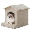 DEBANG HOME Cat Beds for Indoor Cats,Cat Houses,Cat Cave with Orthopedic Cushion,Foldable Cat Condos,Hideaway,Shelter,Beige Cat Tent for Small Dogs and Rabbit,Squirrel