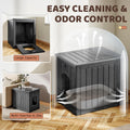 Cat Litter Box Enclosure, Resin Hidden Litter Box Furniture Side Table with Openable Front Door, Weatherproof Indoor & O