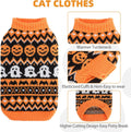 KOOLTAIL Halloween Cat Sweater for Cats Only, Knit Pumpkin Ghost Costume, M