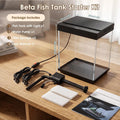 Betta Fish Tank 1.6 Gallon Glass Small Aquarium Starter Kit Black