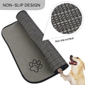 SINLAND Microfiber Pet Bowl Mat Dog Cats Feeding Mats for Food and Water Dish Drying Mat with Anti-Skid Backing 14.2Inch x 24Inch Grey