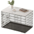 Piskyet Dog Crate Topper Wood Countertop for 48 42 36 30 24 inch Dog Cage, Dog Crate Cover,Dog Kennel Topper(Crate Not Include) (White, for 42 Inch Crate)