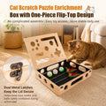 Cat Scratch Puzzle Enrichment Box, Wooden Interactive Toy for Indoor Cat
