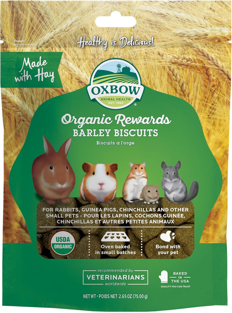 Oxbow Organic Barley Biscuits Rabbit Treats, Guinea Pig Treats, 2.65 oz