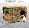 BWOGUE Large Guinea Pig Grass House, Guinea Pig Hideout, Foldable Straw Hut