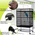 Daoeny Bird Cage Seed Catcher, Large Bird Cage Cover, Adjustable Soft Airy Nylon Mesh Net, Birdcage Cover Skirt Seed Guard for Parrot Parakeet Macaw African Round Square Cages (Black)