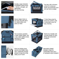 EliteField 4-Door Folding Soft Dog Crate (2-Year Warranty) with Aluminum Frame, Top Curtain, Carrying Bag, and Fleece Bed, Indoor & Outdoor Pet Home (42" L x 31" W x 32" H, Blue Gray)