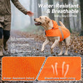 VIVAGLORY Wetoff Dog Raincoat, Rain Coat for Dog All Seasons Adventure, Rain Jacket with Harness Hole & Hood, Reflective Lightweight Waterproof for Doggy & Puppy, M, Orange