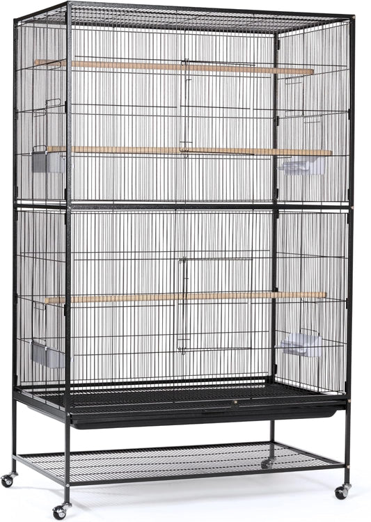 Prevue Hendryx Pet Products Wrought Iron Flight Cage - Big Rolling Bird Cage for Parakeets, Cockatiels, Conures, Lovebirds, Canaries, Finches, Parrotlets, & Cai