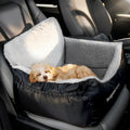 BurgeonNest Dog Car Seat for Small Dogs, Soft Pet Car Travel Home Bed Under 25 lbs, Fully Detachable and Washable Cat Booster Carseats with Storage Pockets and Clip-On Leash Portable Carrier,Black